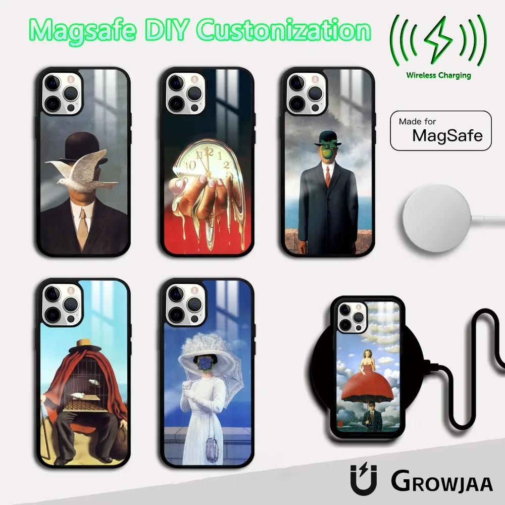 

Rene Magritte Art Phone Case For IPhone 16 15 14 13 12 11 Pro Max Plus Mini Magsafe Mirror Wireless Magnetic Cover