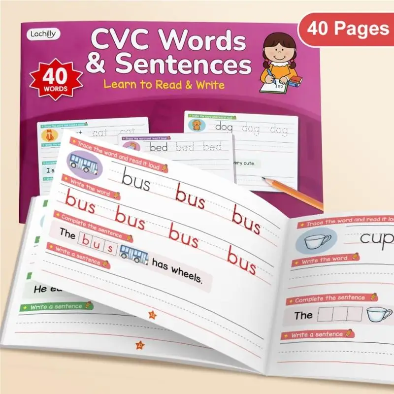 31BA 40 Page Read and Write Workbook with CVC Word and Sentence Tracing