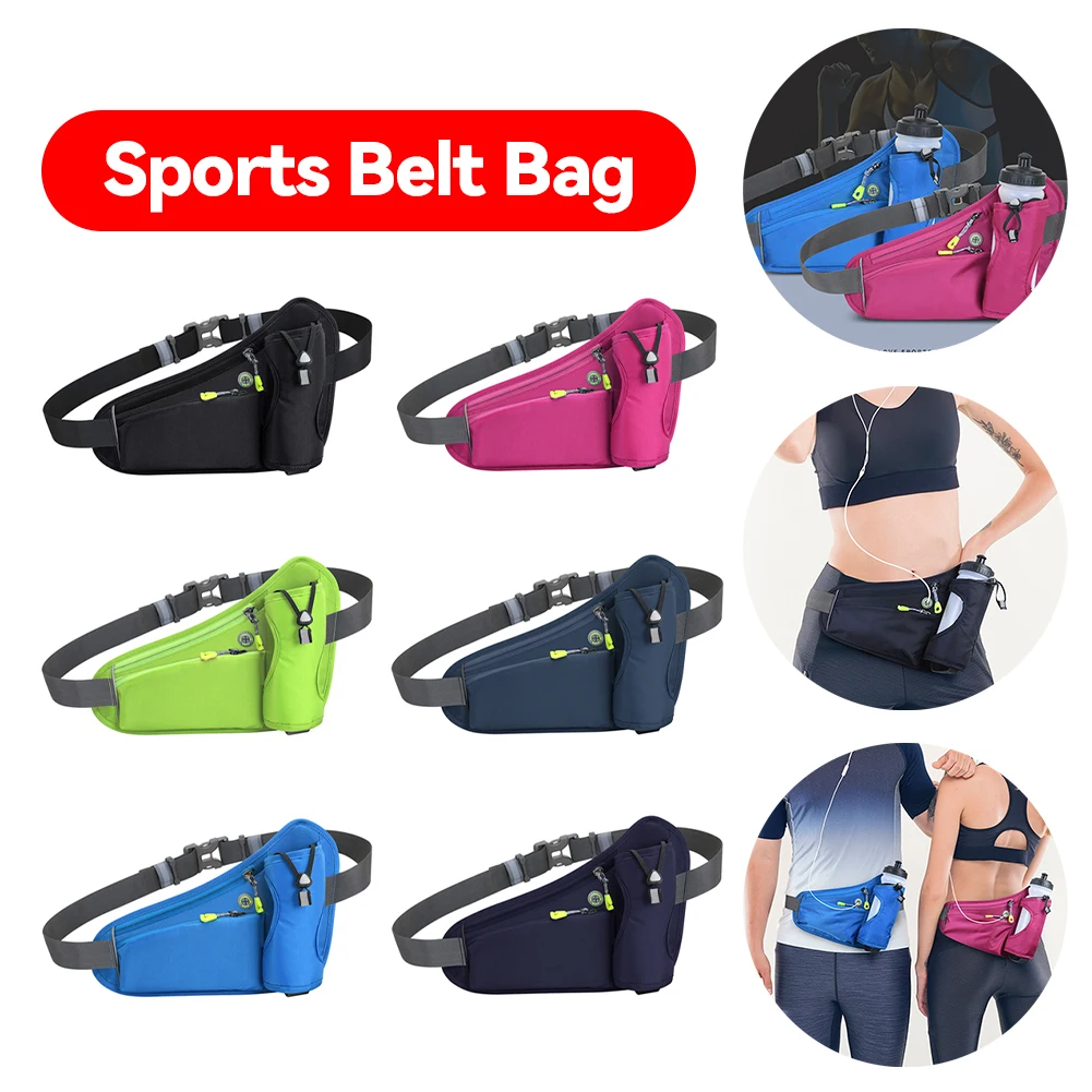 

Hydration Belt Pack Reflective Running Waist Bag Large Capacity Water Bottle Holder Bag Multifunction for Hiking Walking