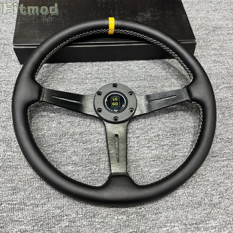 ND 15-inch 370MM classic flat-bottom steering wheel, car sports racing steering wheel, six-hole PCD 70MM view 3