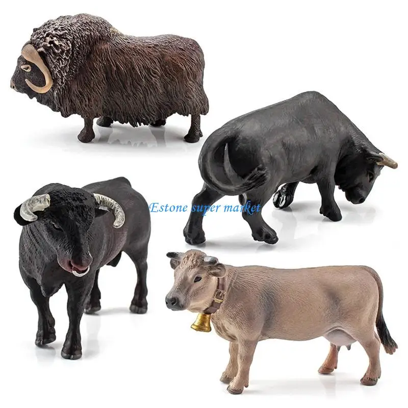 

090B Realistic Cattle Toy Figurine Model for Children Kids Baby Hand Painted