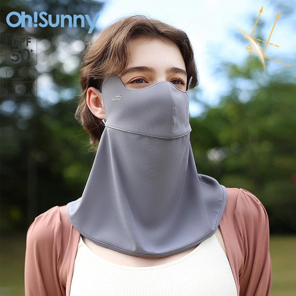 OhSunny Sunscreen Mask UV Protective Face Cover Canthus Protection Women 2024 Summer Cool lining UPF2000+ for Outdoors Cycling