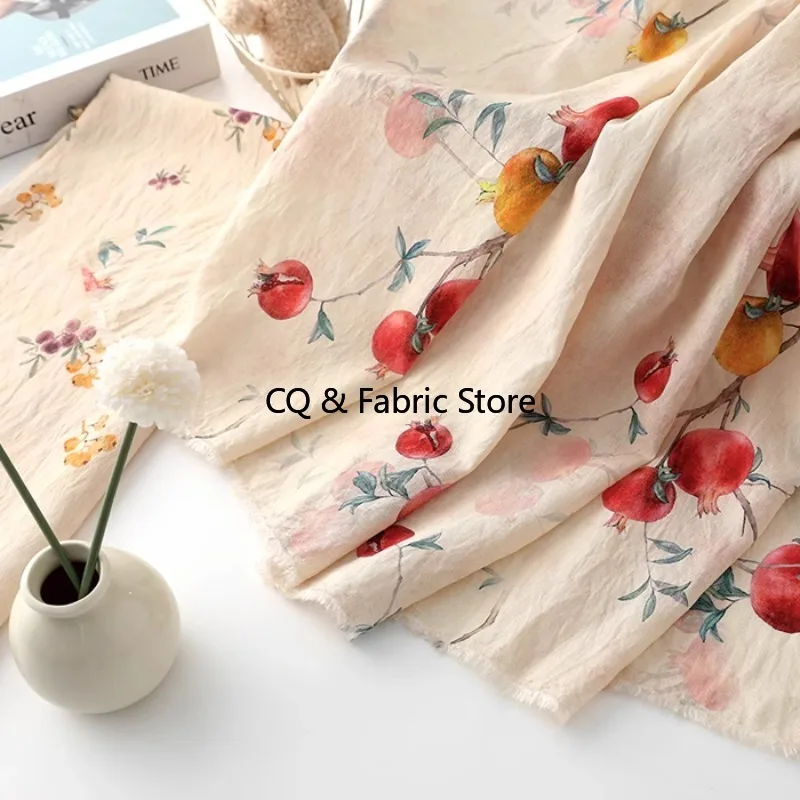 Chinese Style Fabric Digital Printed Linen Fabric For Cheongsam Hanfu Shirt Dress Clothing DIY Sewing Supplies
