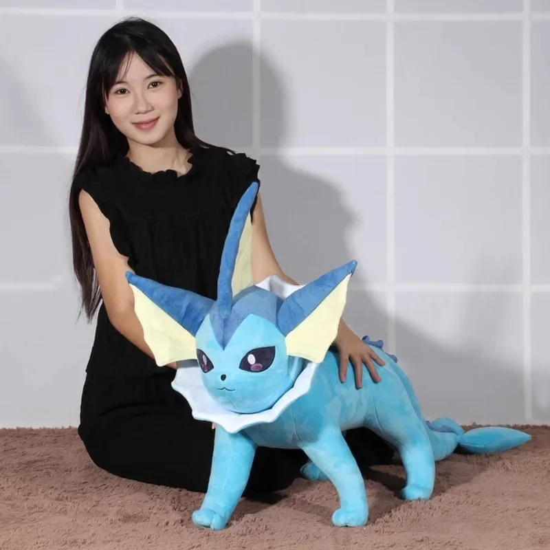 60cm Large Pokemon Vaporeon High Quality Anime Plush Toy Doll Animal Stuffed Peluche Pillow Great Birthday Gift For Kid Ornament