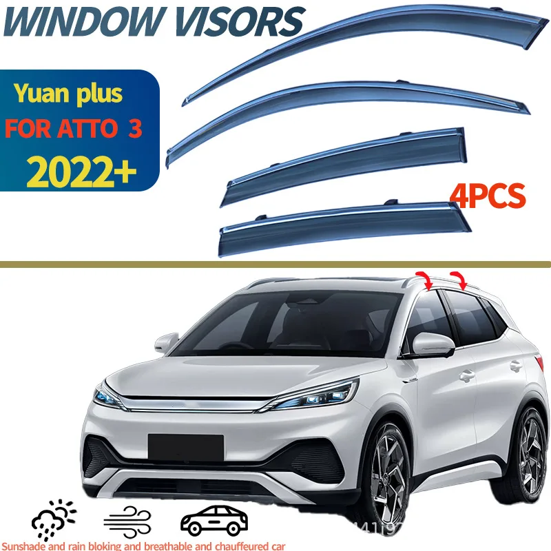 

Suitable for BYD Yuan PLUS car window rain or shine eyebrow Byd ATTO 3 2022+ Window visors