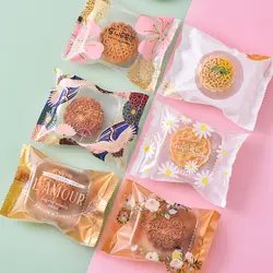 100pcs Moon Cake Packaging Bag Independent Mid Autumn Festival Bean Paste Cake Egg Yolk Crisp Machine Sealed Bottom Support Bags