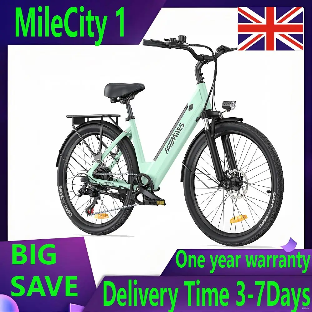 Adult Electric Bike with 1000W motor HillMiles MileCity 1 26-inch Tire City Ebike for Sports & Entertainment Cycling