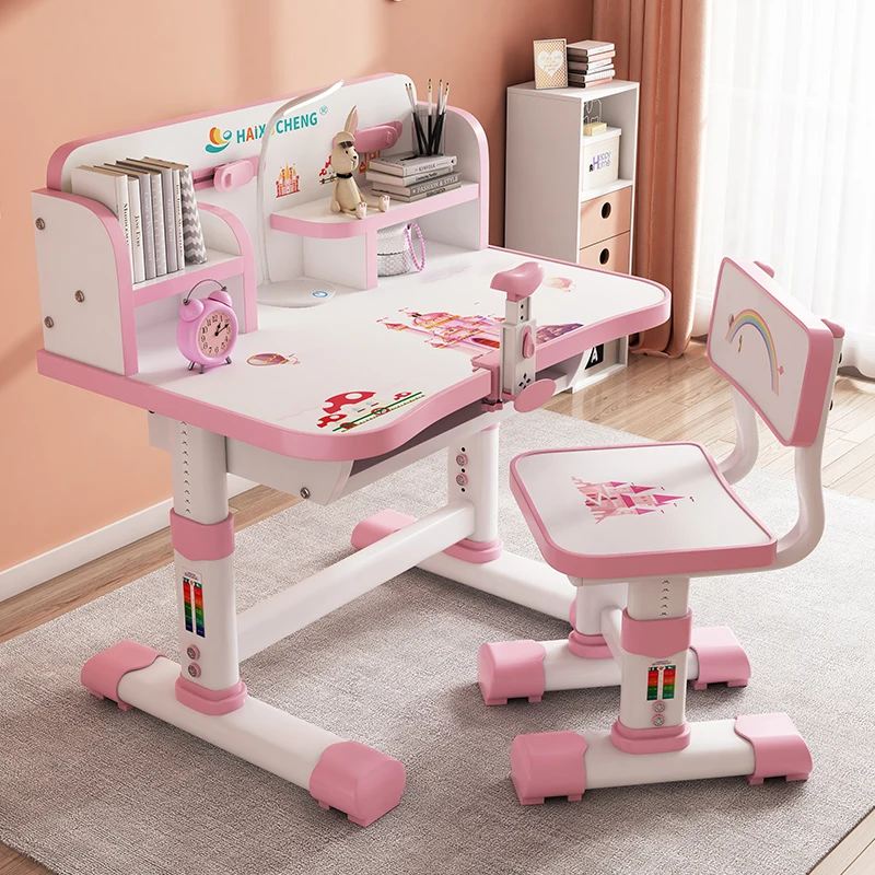 

Children's study table Primary school students writing homework desk Simple household writing table Lifting desks and chairs Boo