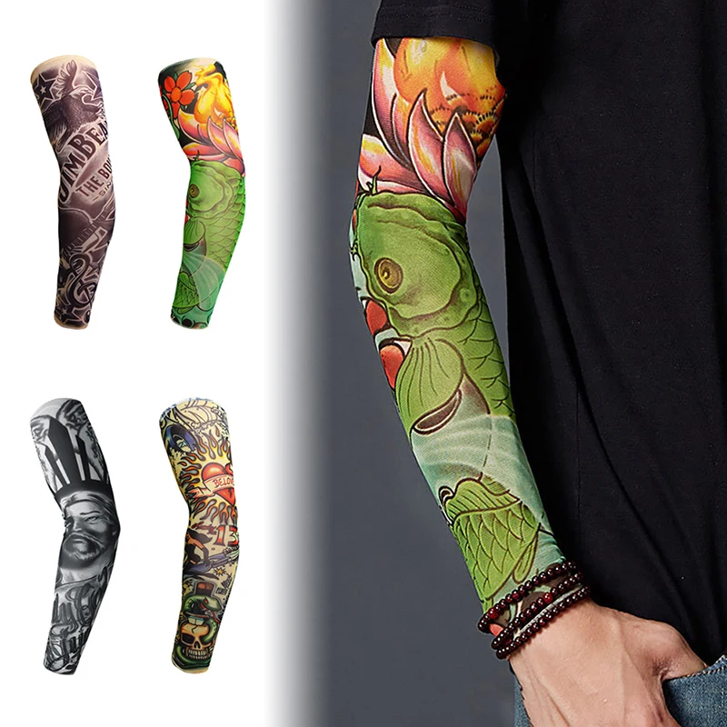 Arm Warmer Unisex Quick Dry UV Protection Outdoor Temporary Fake Running Arm Sleeve Skin Proteive Nylon Tattoo Sleeves Stockings