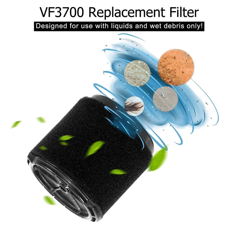 ABUS-VF3700 Filter Compatible For Ridgid Vac 3-4.5 Gallon Shop Vacuum Cleaners, Wet Application Foam Filter Fit WS0301VA