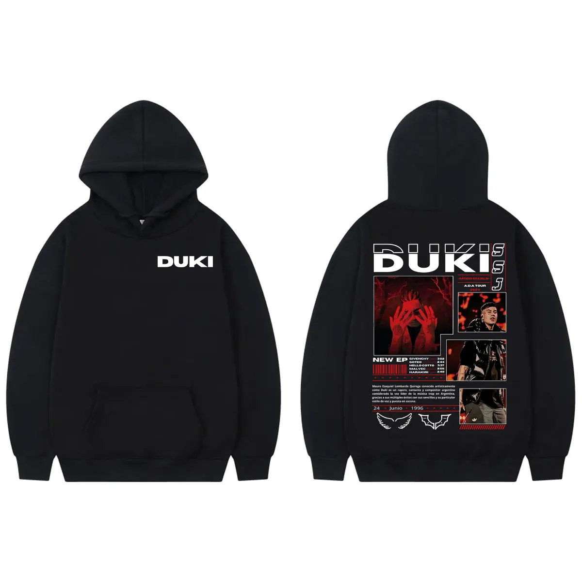 

Rapper Duki ADA Tour Graphic Hoodie Men Women Fashion Hip Hop Clothing Pullovers Autumn Winter Casual Long Sleeve Sweatshirts