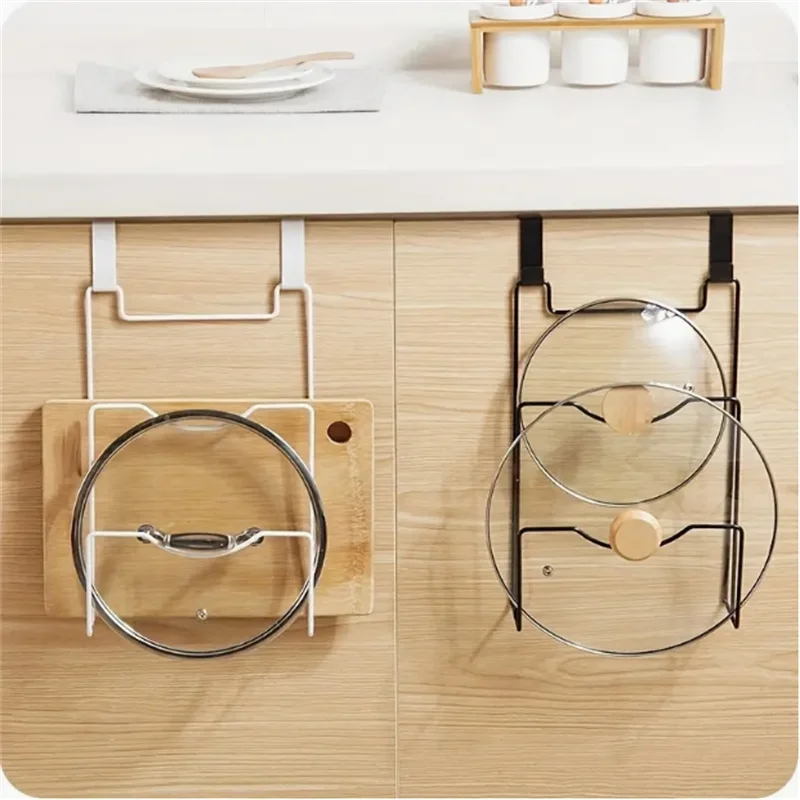 

Hanging Kitchen Pot Cover Rack Hole-Free Ware Lid Storage Rack Kitchen Chopping Board Drain Storage Rack Door Kitchen Tools