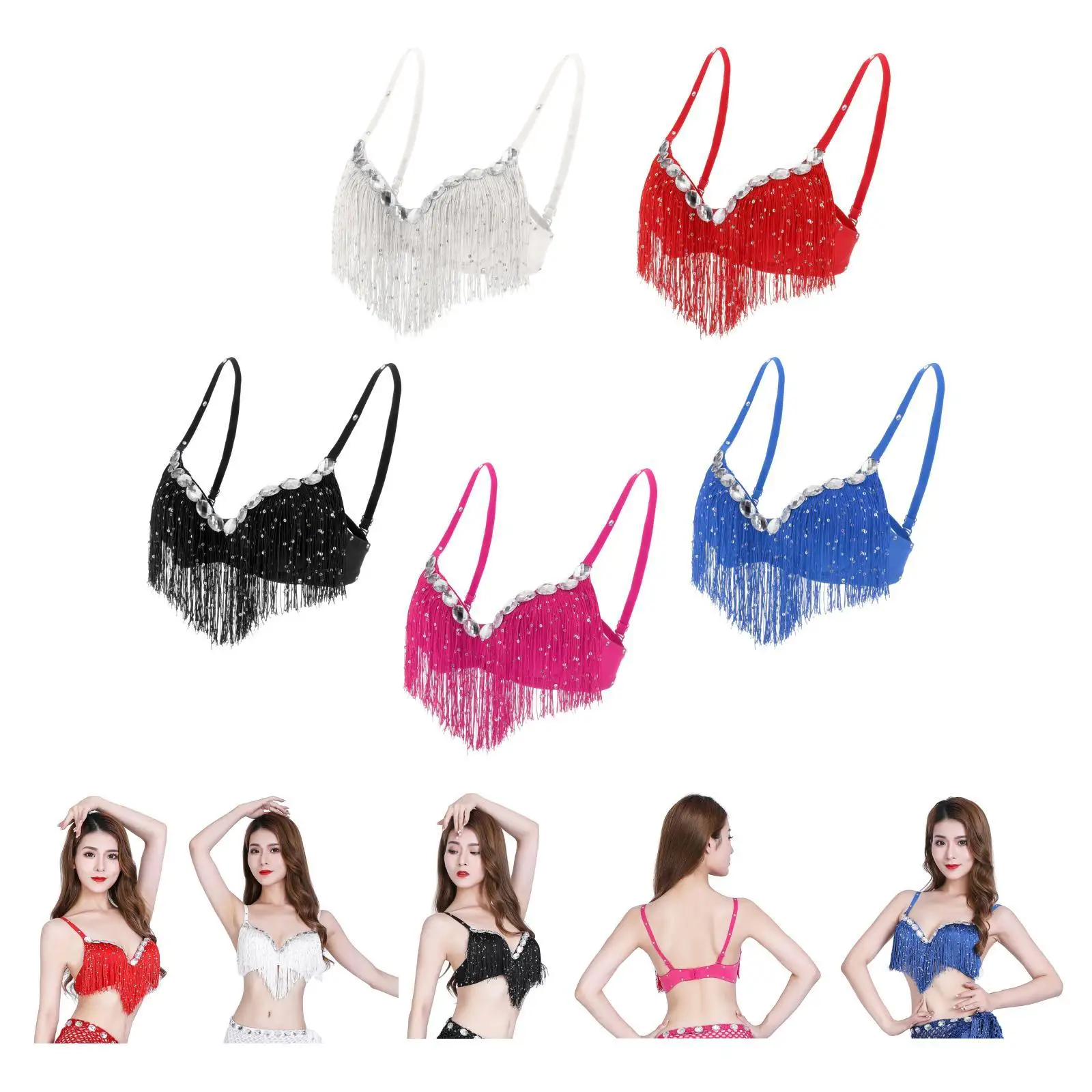 Soutien-Gorge de brevdu Ventre à Paillettes Strass, Haut à Pompon, ix, Club