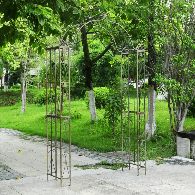 European style old outdoor wrought iron arch flower stand courtyard arched plant bracket outdoor garden climbing vine