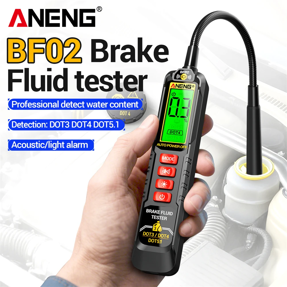 

Автоматическое тестирование жидкости, тестер тормозной жидкости для DOT3/4/5.1 ANENG BF02, анализ тормозного масла, качественная проверка влаги, инструменты для диагностики автомобиля