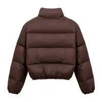 Winter Women's Casual Thi Cotton Padded Jaets Coats Street Sle Straight Cut Long Sve Zipper ort Length Pure Color 3