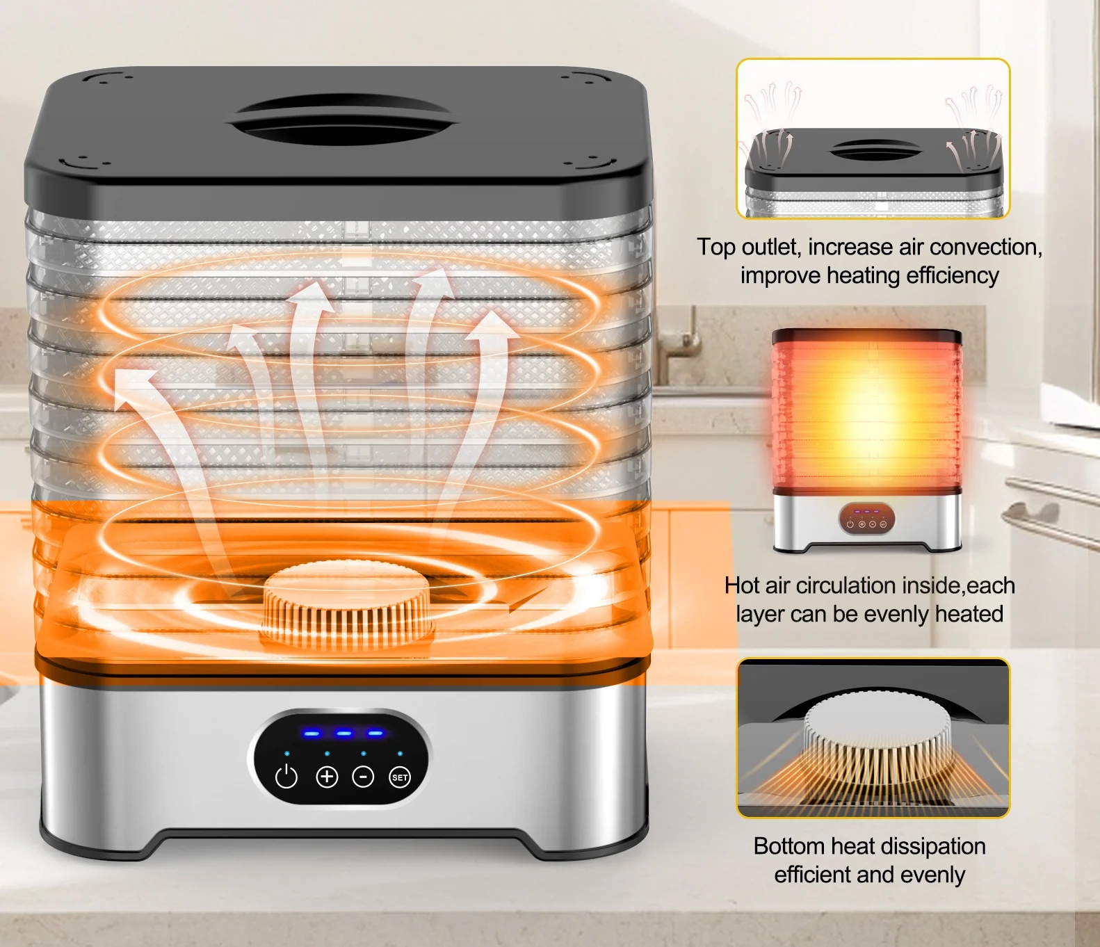 Factory Popular 8 Layer Kitchen Plastic Household Food Drying Machine Small Fruit Vegetable Dryer Pet Food Snack Dehydrator