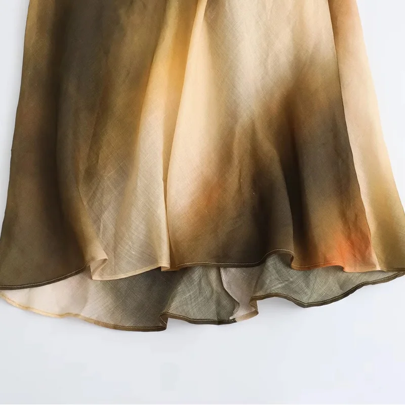 เดรสผูกคอ HXAO ลายมัดย้อม สไตล์วินเทจ สำหรับผู้หญิง เดรสเปิดไหล่ยาวปานกลาง ชุดเดรสยาวเปิดหลังสำหรับฤดูร้อน ชุดเดรสไปเที่ยวทะเล