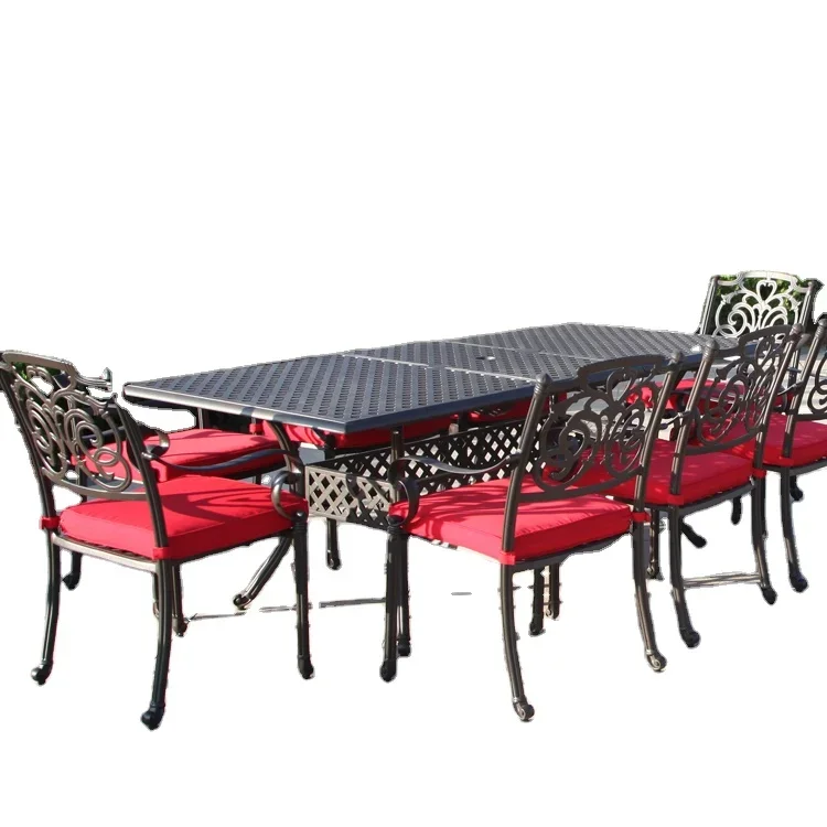 8 Seater Rectangle Cast Aluminum Expandable Table For Outdoor