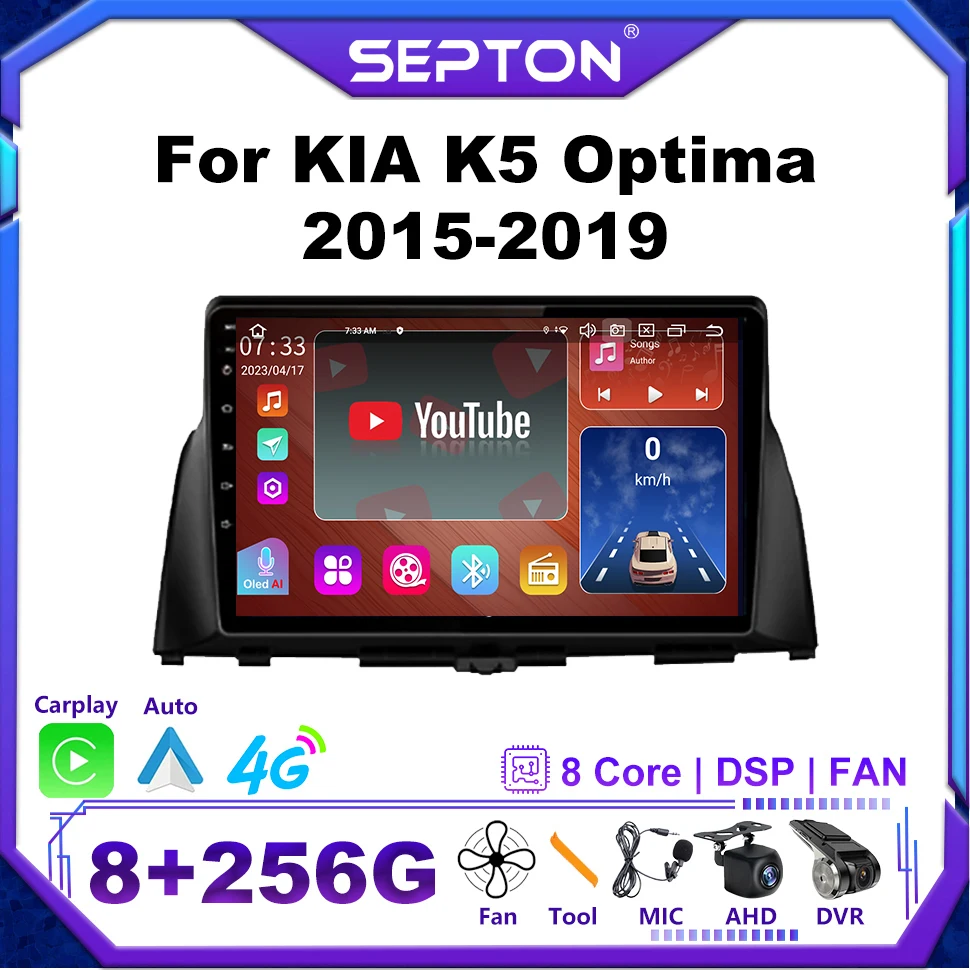 

SEPTON Android Car Radio for KIA K5 Optima 2015-2019 Multimedia Navi GPS Carplay 8Core 4G Car Audio Player Automotive Head Unit