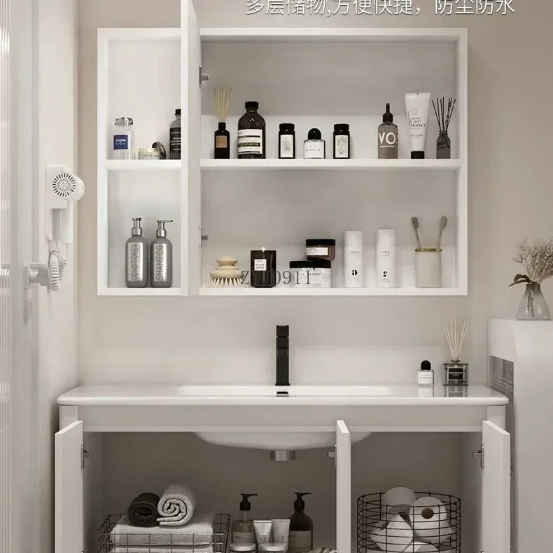 *Luxury Bathroom Cabinet With Slate Sink Combination Integrated Ceramic Washbasin Modern Bathroom Vanity Storage Home Furniture