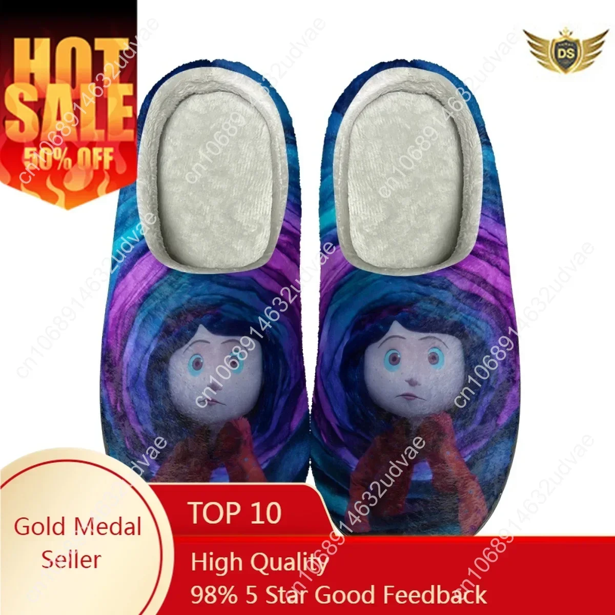 

Casual Women House Slippers Dropshipping Cartoon Coraline Couple Cotton Slipper Winter Warm Indoor Comfy Floor Footwear Zapatos