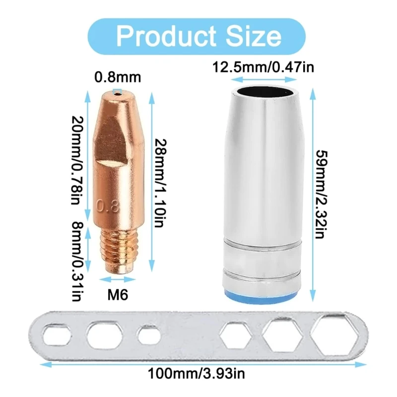 Palnik spawalniczy Końcówki kontaktowe 0,8 mm M6 i uchwyt na końcówki Dysza gazowa do MB25 25AK MIG