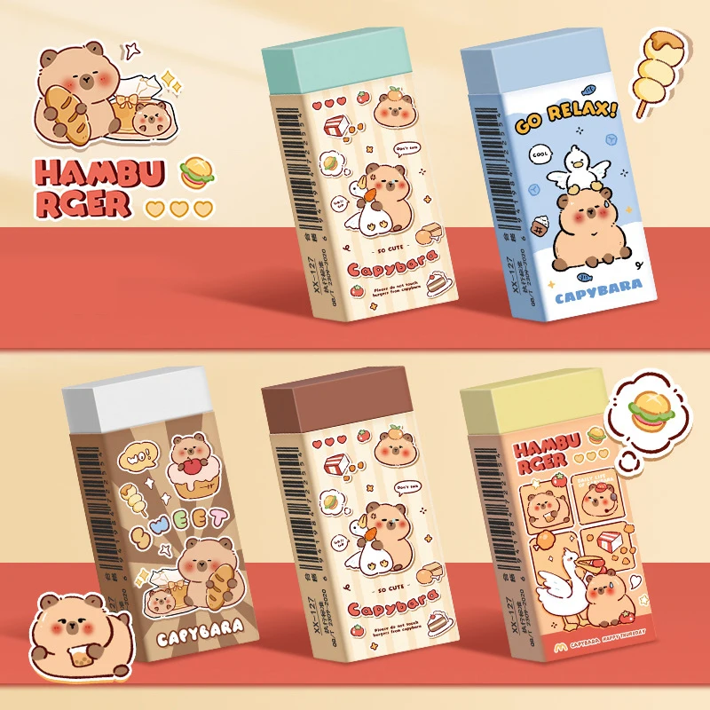 

10Pcs Cute Cartoon Capybara Eraser Kawaii Fashion Pencil Eraser Lovely Durable Eraser Student Stationery School Supplies Gifts