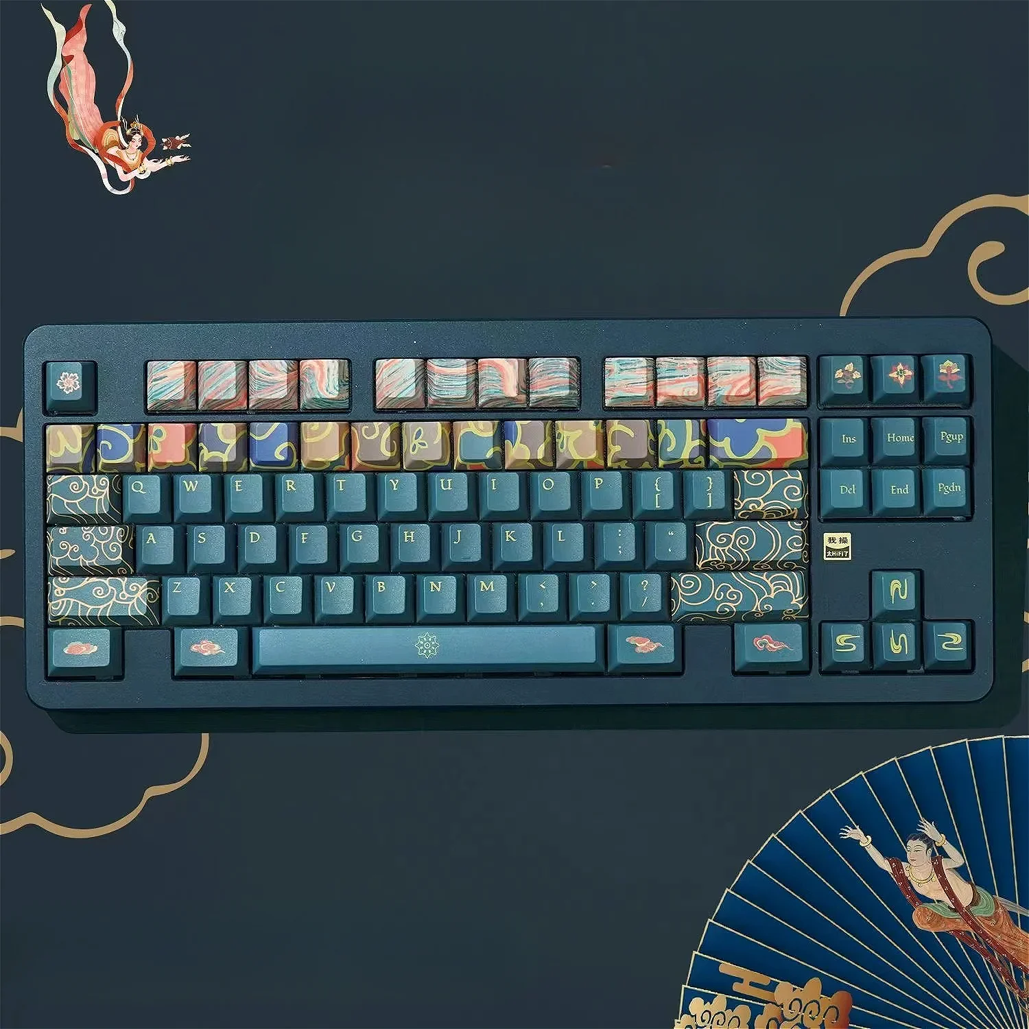 

Ancient Age 129 Keys Cherry Keycaps PBT Thermal Sublimation Dunhuang for 60/64/84/98/108 Gaming Mechanical Keyboard MX Switch