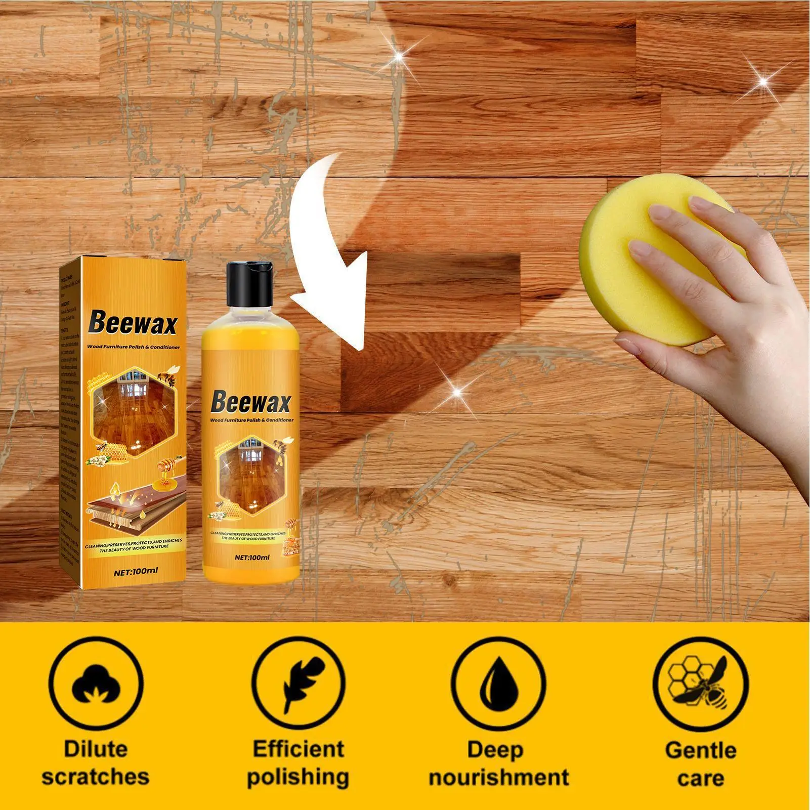 Bees Waxing Furniture Polishing Agent 100ml Natural Wood Polishing for Furniture Protective Wood Cleaner Spray Multifunctional