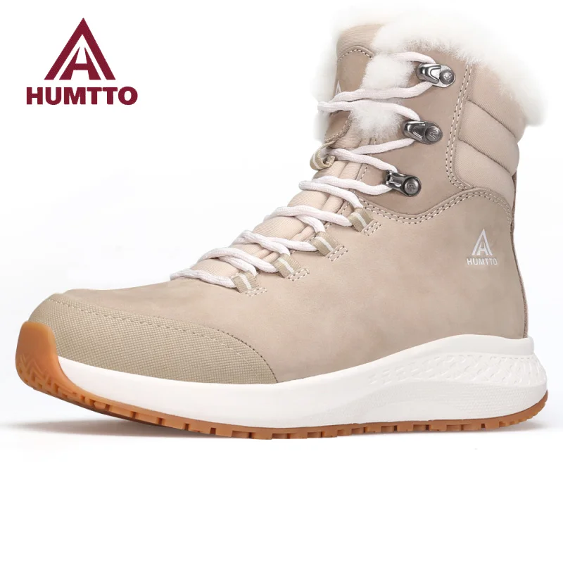 

HUMTTO Outdoor Shoes for Women Winter Leather Hiking Boots Waterproof Trekking Snow Boots Womens Luxury Designer Woman Sneakers