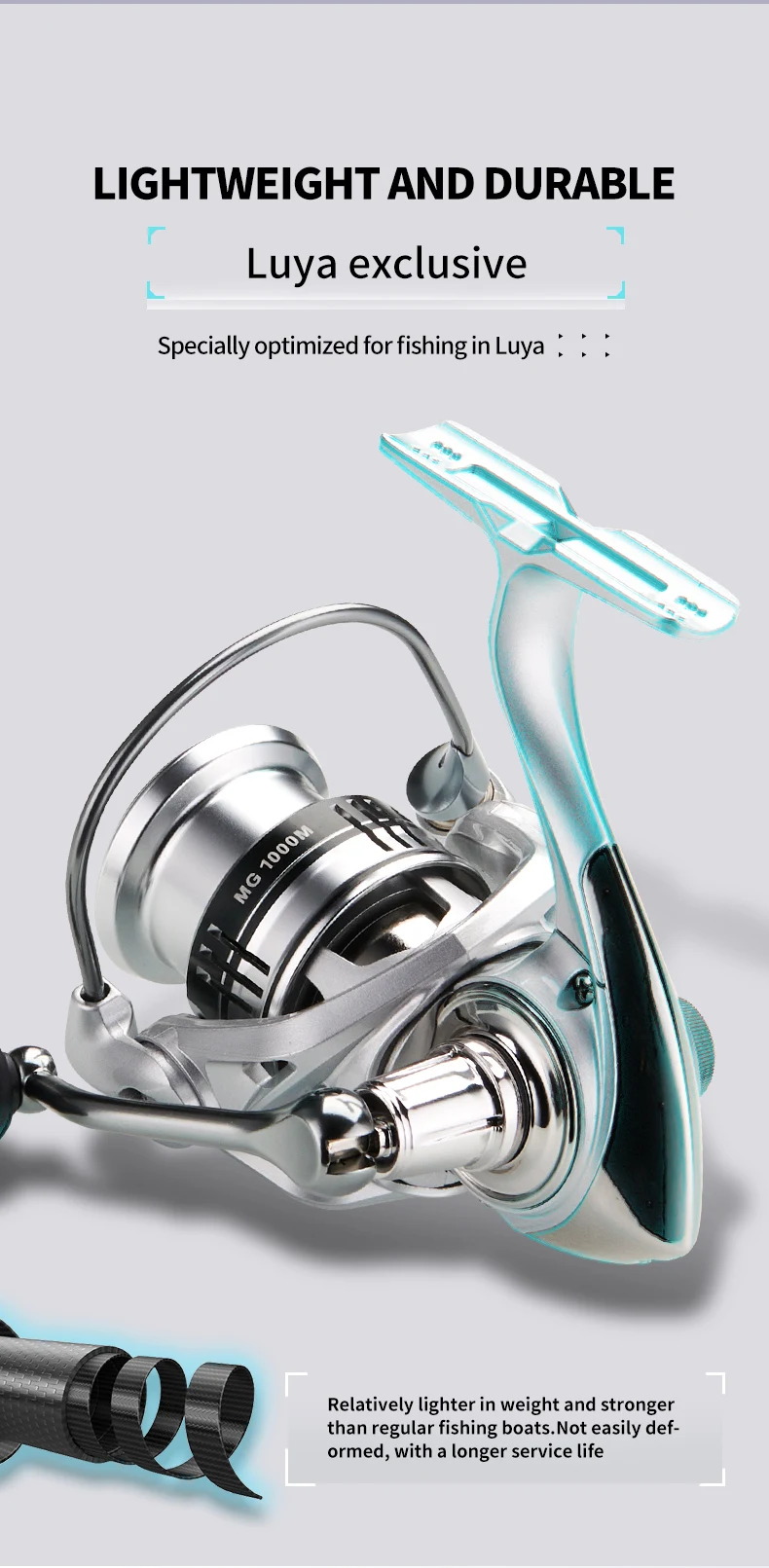 DEUKIO Spinnrolle 8KG Max. Bremskraft 5.2:1 Ultraleichte Metallspule 4+1BB Salzwasser Süßwasser Köder-Angelrolle – Detail 2