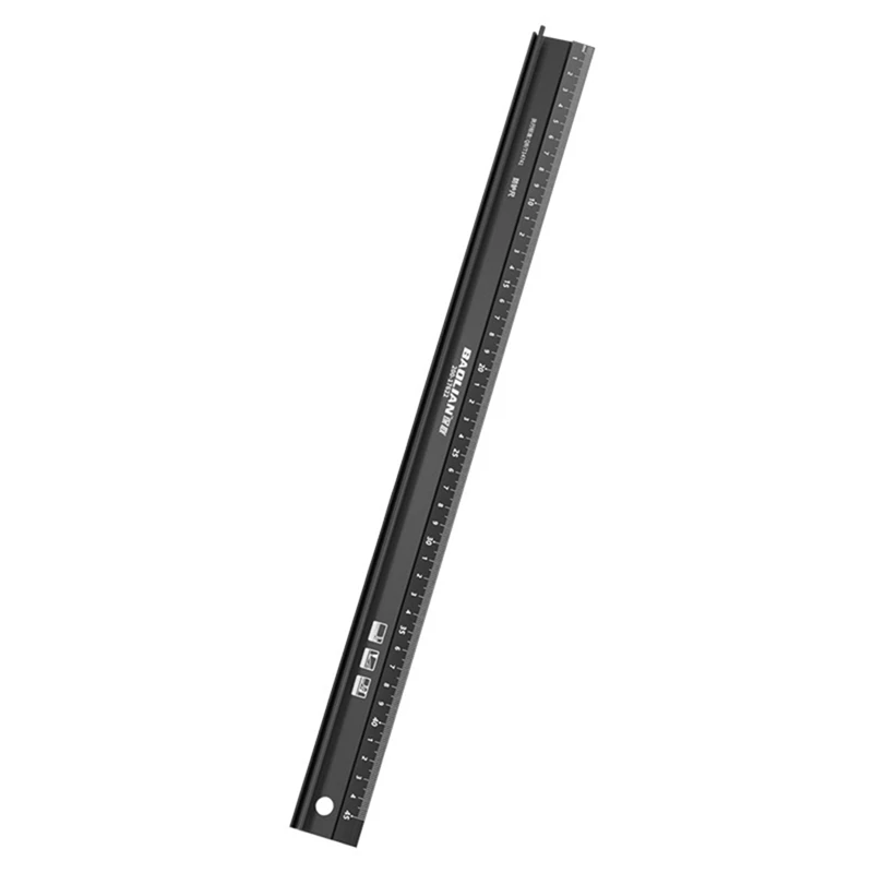 Multifunctional High Aluminum Alloy Straight Ruler Anti Cutting Hands Marking Ruler 45CM