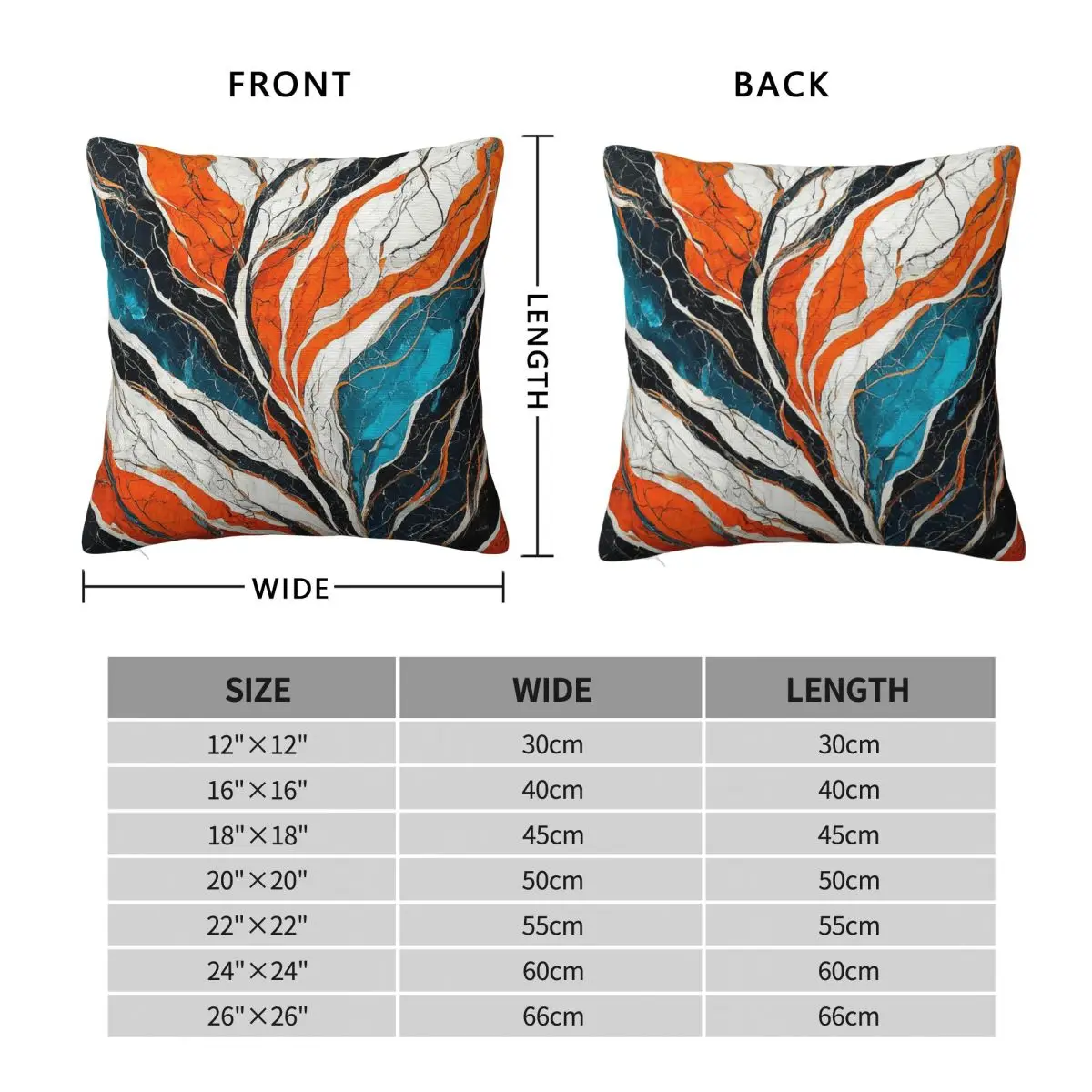 Orange Deep Blue Fractured Marble Square Pillowcase Polyester Linen Velvet Printed Zip Decor Pillow Case Bed Cushion Cover