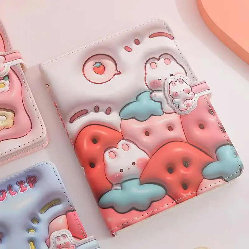 Cute Cartoon Notebook Bunny Planet Color Page Illustration Soft Cover Magnetic Buckle Diary Student Schedule Planner Notepad