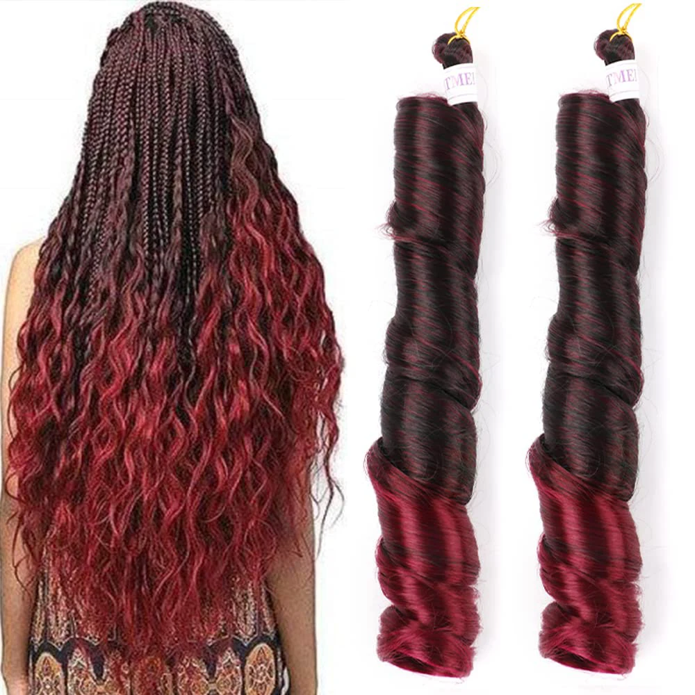 French Curly Braiding Hair for Box Braids1 Packs 24 Inch 150G/Pack Loose Wave Braiding Hair Crochet Spanish Curly Spiral Synthe