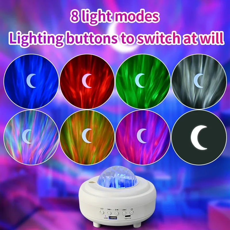 Proyector láser estroboscópico RGB, luz nocturna de Luna, altavoz inalámbrico Bluetooth, barra de luz recargable para fiesta, regalo de atmósfera para amigo