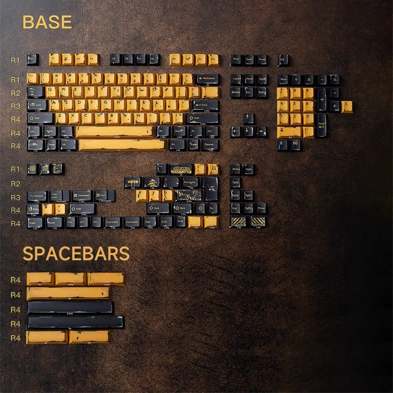 Battle Damage Theme Keycaps TUTKEYS & PBTfans Erosion Dye-Sub PBT Cherry Profile Rusted Key Caps Mechanical Keyboard Accessories