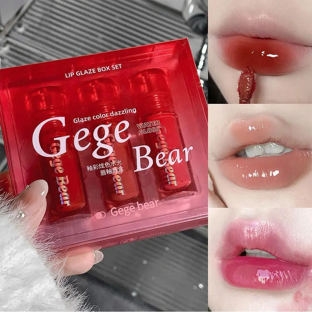 Jelly Mirror Lipstick Lip Gloss Non-stick Cup Mirror Long-lasting Bear Lipgloss Gege Lipstick Moisturizing Lipstick Tint Li A2J8