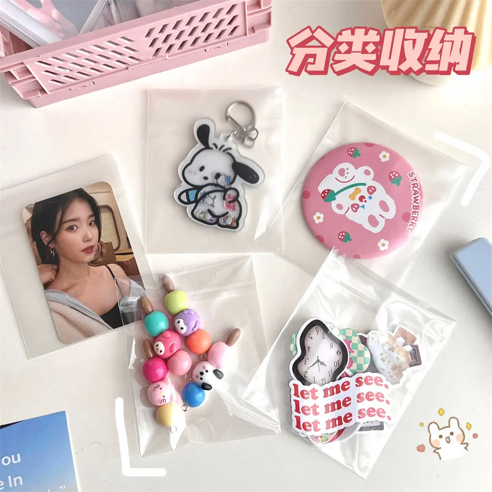 100/50pcs Transparent OPP Self-adhesive Bag Candy Card Holder Frosted Korean Idol Photo Card Storage Case Gift Bag Stationery