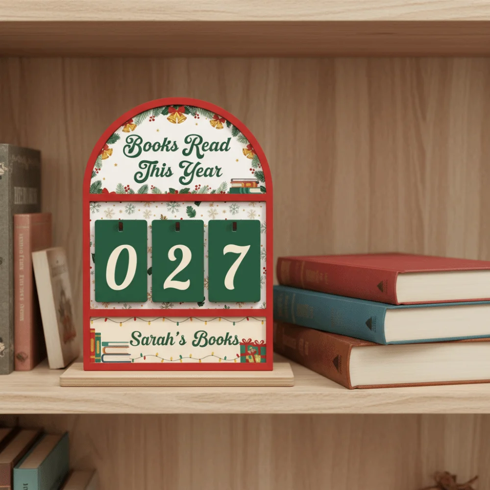 Wooden Books Read Tracker Standing Portable Reading Tracker Signage Book Lovers Gift Craftwork Reading Counter