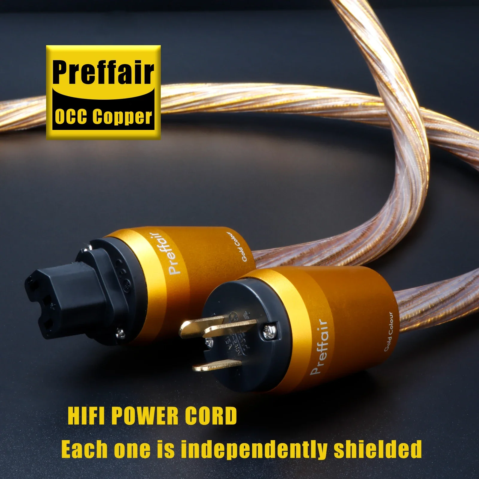 

Hifi Power Cable Gold Generation 2 US EU Plug Socket Connector AC Power Cord EU Schuko Power Witthout Box