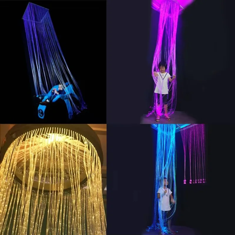 Sensory Autism Therapy Kids Indoor Playground Led Fiber Optic Wall Cascade Visual Stimulation Fiber Optic Sensory Lights