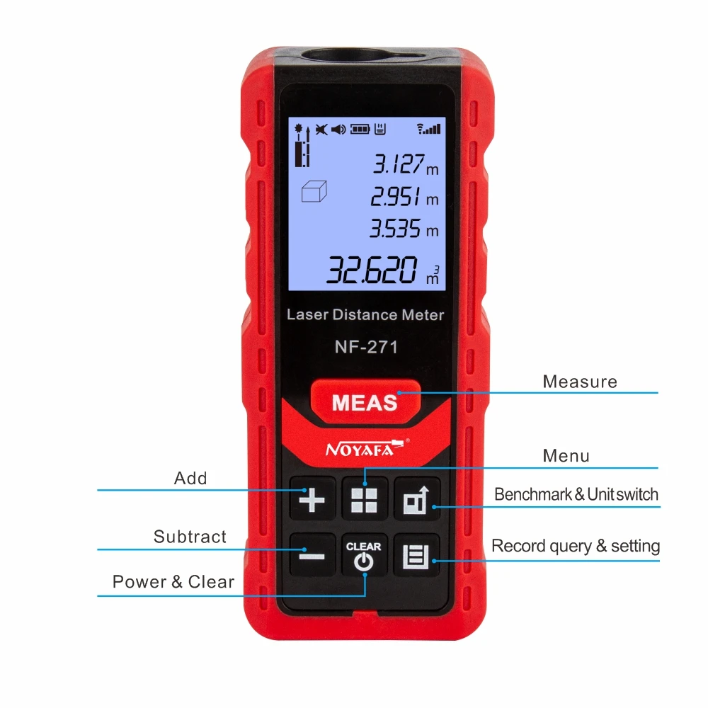 Noyafa-Medidor de distancia láser NF-271, telémetro de cinta, dispositivo de medida, regla Digital, herramienta de prueba, 40M, 80M