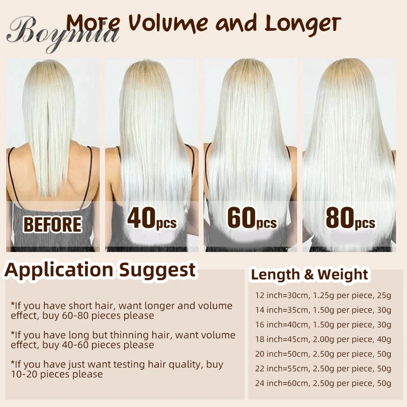 Boymia Tape In Human Hair Extensions 12\