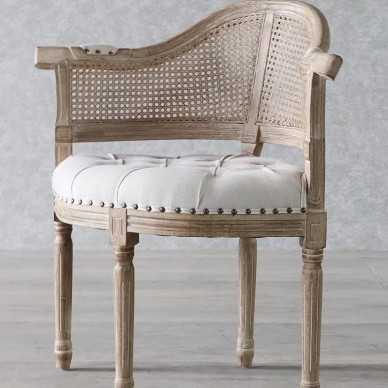 

French country old armrest American light luxury retro food cafe B & B tea leisure chair