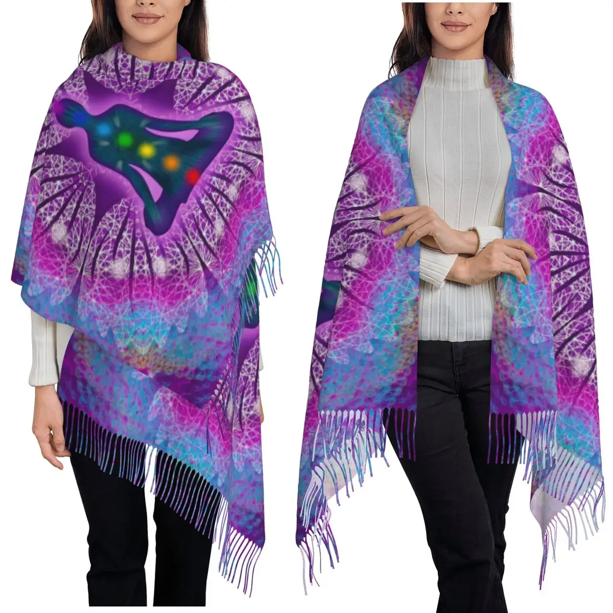 

India Mandala Zen Buddha Scarf Tassel Scarves Women Soft Warm Shawls and Wraps Long Fall Winter Shawl Wrap