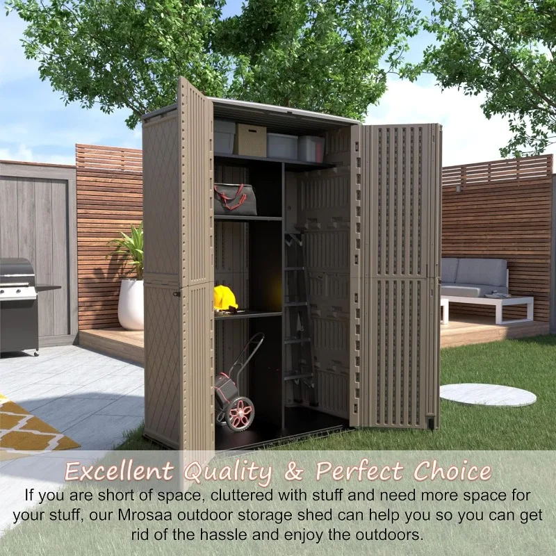 Vertical Storage Sheds Outdoor with Floor, Outdoor Storage Cabinet Waterproof for Garage Storage, Pool Storage,