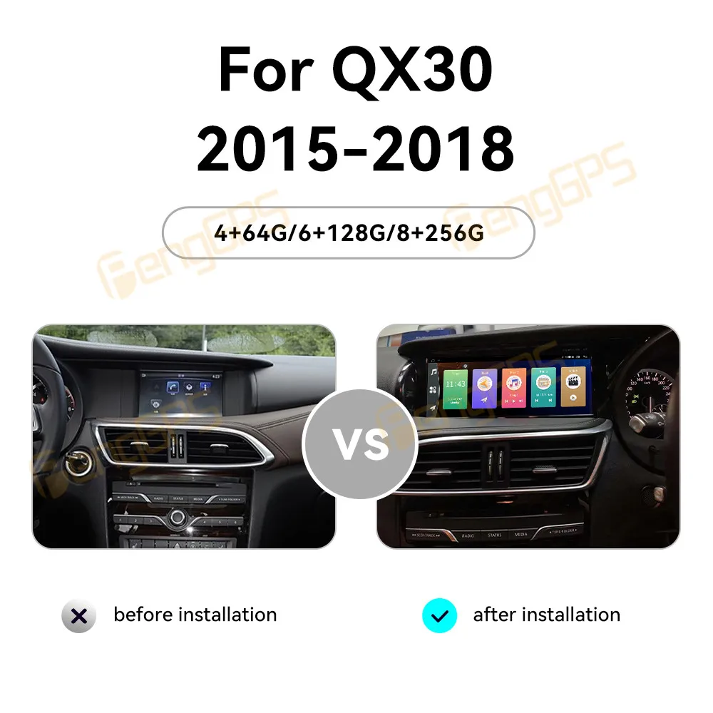 10.25'' Android 13 for Infiniti QX30 2015-2018 RHD Touch Car Screen Navigation Apple Carplay Car Radio Multimedia Player DSP BT