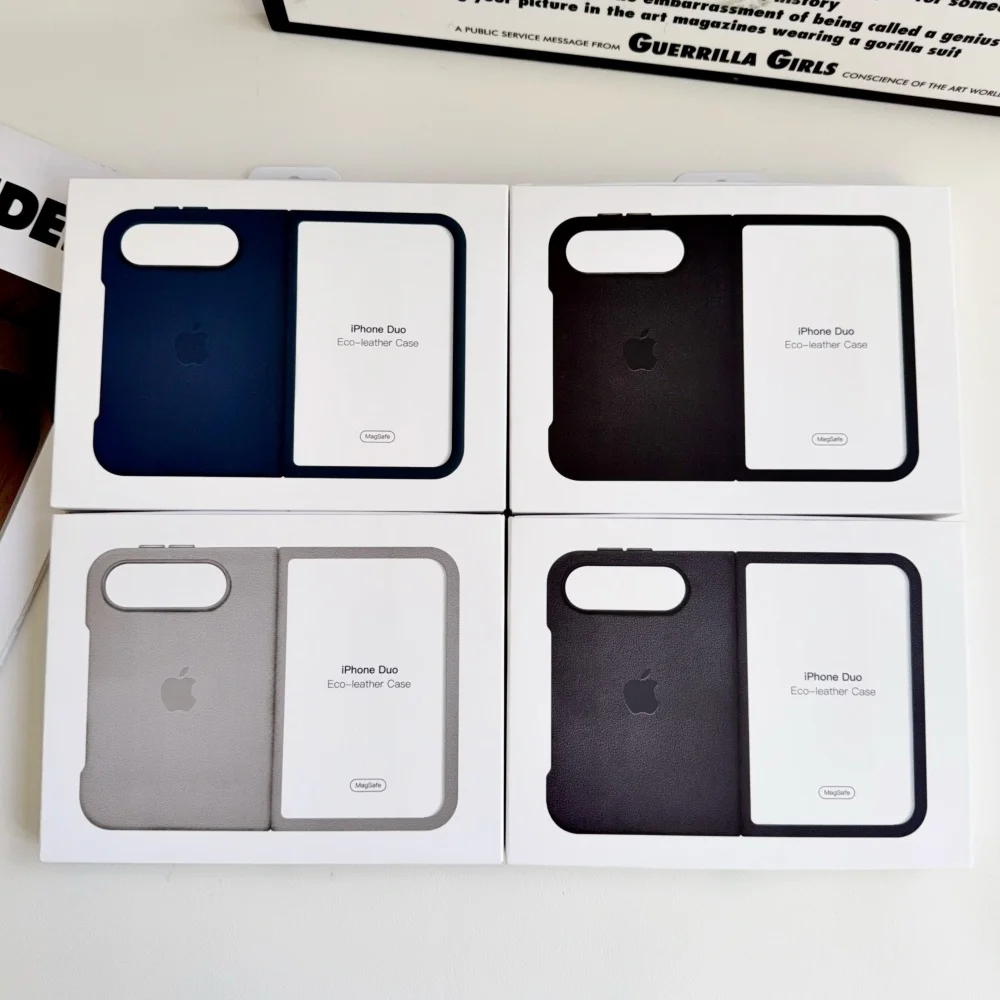 Leather Magnetic Animation For Magsafe Phone Case For iPhone Duo Wireless Charging Metal Buttons Shockproof Protection Cover